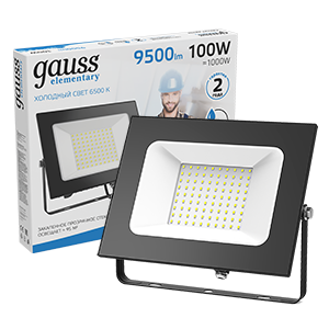 Прожектор светодиодный LED 100Вт IP65 6500К черн. Gauss 613100100 448487