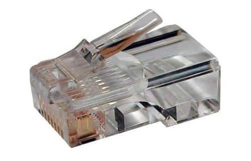 Разъем PLUG-8P8C-U-C5-100 RJ45(8P8C) под витую пару кат.5e универс. (для одножил. и многожил.кабеля) Hyperline 49377 281935