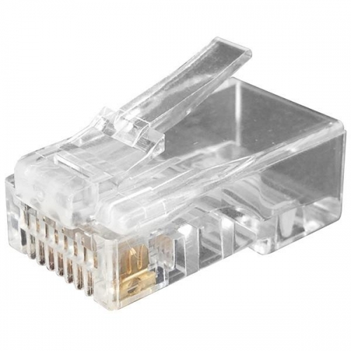 Разъем PLUG-8P8C-U-C6-100 RJ45 (8P8C) под витую пару кат.6 (50/50микродюйм) универс. (для ож и мж кабеля) (уп.100шт) Hyperline 49367 291285