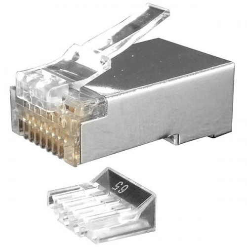 Разъем PLUG-8P8C-UV-C6-SH-100 RJ45(8P8C) под витую пару кат. 6 (50/50 микродюйм)экранир. универс.(для ож и мж кабеля) со вставкой (уп.100 шт) Hyperline 49383 357449