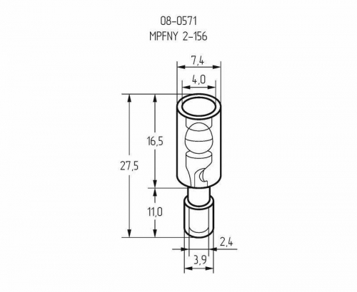 Разъем штекерный полностью изол. (AEM 2-156A) REXANT 08-0571 226097