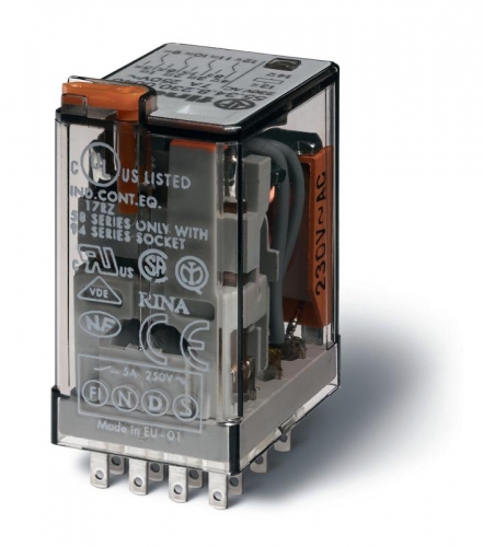 Реле 4CO 7А монтаж в розетку катушка 24В DC RTI Finder 553490245090 463680