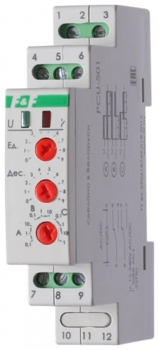 Реле времени PCU-501 (многофункц. (выдержка вр. после отключ. питания) 24-264В AC/DC 2х8А 2Р IP20 монтаж на DIN-рейке) F&F EA02.001.021 320131