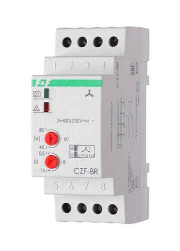 Реле контроля фаз CZF-BR (3х400/230+N 8А 1перекл. IP20 монтаж на DIN-рейке) F&F EA04.001.003 303210