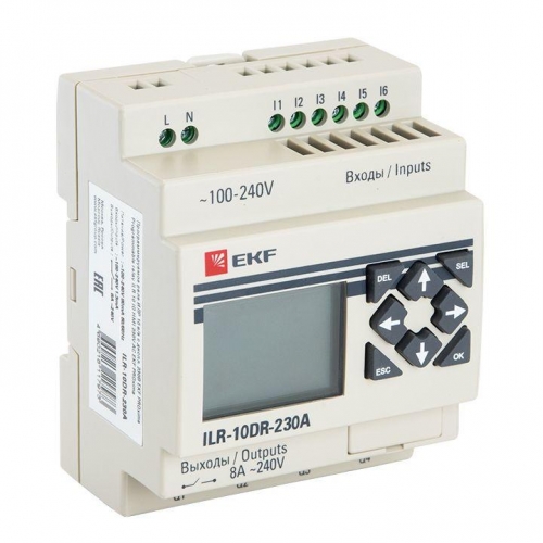 Реле программируемое 10 входов/выходов с дисплеем 230В PRO-Relay PROxima EKF ILR-10DR-230A 447561