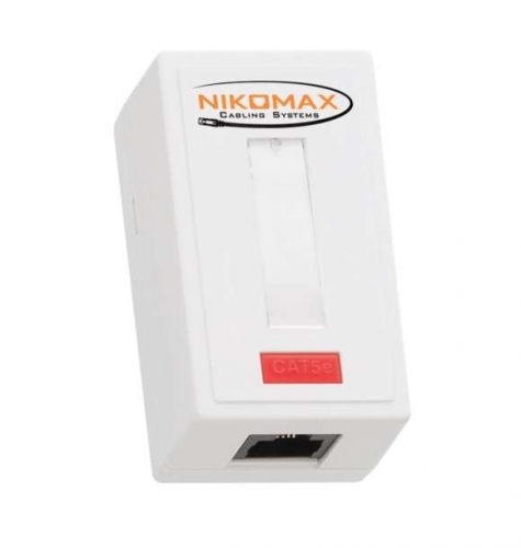Розетка 1 порт кат.5e (класс D) 100МГц RJ45/8P8C 110/KRONE T568A/B на печатной плате неэкран. бел. NIKOMAX NMC-WO1UD2-WT 494220