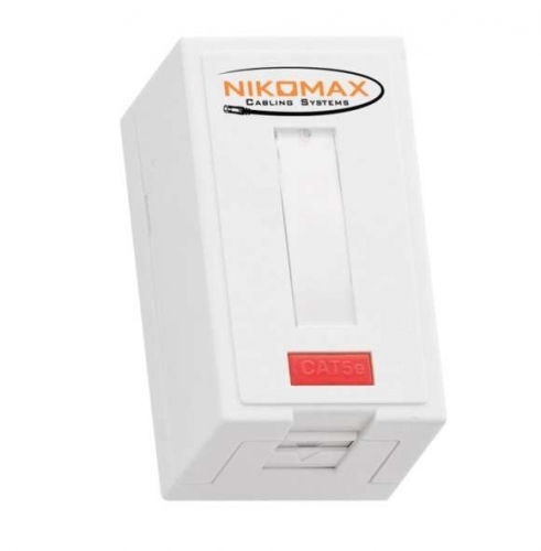 Розетка 1 порт кат.5e (класс D) 100МГц RJ45/8P8C FT-TOOL/110/KRONE T568A/B неэкран. со шторкой бел. NIKOMAX NMC-WO1UD2-FT-ST-WT 494216