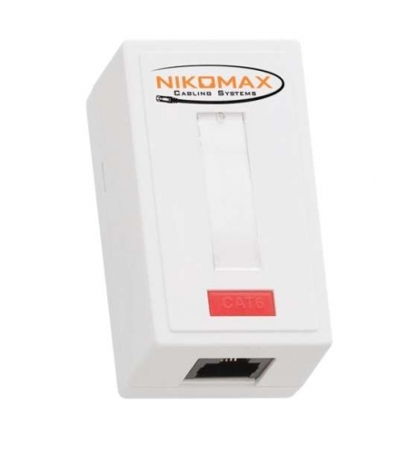 Розетка 1 порт кат.6 (класс E) 250МГц RJ45/8P8C 110/KRONE T568A/B на печатной плате неэкран. бел. NIKOMAX N MC-WO1UE2-WT 494218