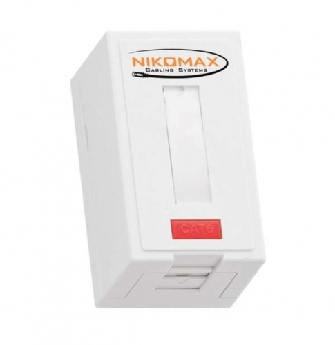 Розетка 1 порт кат.6 (класс E) 250МГц RJ45/8P8C FT-TOOL/110/KRONE T568A/B полный экран со шторкой бел. NIKOMAX NMC-WO1SE2-FT-ST-WT 494206