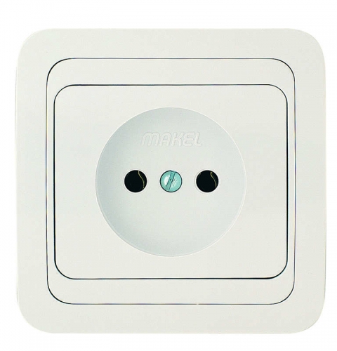 Розетка 1-м СП Mimoza 16А IP20 без заземл. керам. бел./бел. Makel 12002 69364