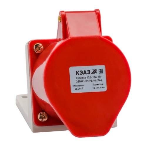 Розетка 125 32А 380В AC 3P+PE+N 6ч для монтажа на поверхность IP44 КЭАЗ 222757 328284