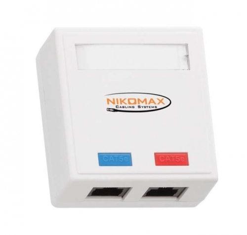 Розетка 2 порта кат.5e (класс D) 100МГц RJ45/8P8C 110/KRONE T568A/B на печатной плате неэкран. бел. NIKOMAX NMC-WO2UD2-WT 494219