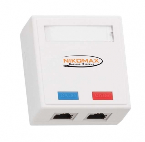 Розетка 2 порта кат.5e (класс D) 100МГц RJ45/8P8C 110/KRONE T568A/B на печатной плате экранированная бел. NIKOMAX NMC-WO2SD2-WT 494211