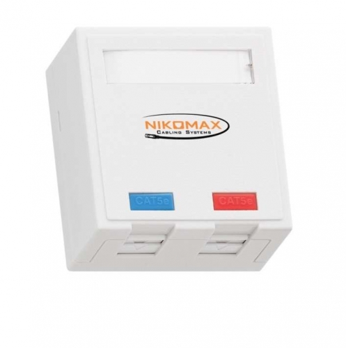 Розетка 2 порта кат.5e (класс D) 100МГц RJ45/8P8C FT-TOOL/110/KRONE T568A/B неэкран. со шторками бел. NIKOMAX NMC-WO2UD2-FT-ST-WT 494215