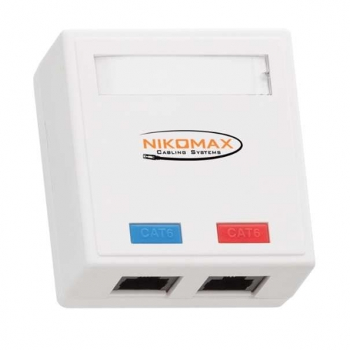 Розетка 2 порта кат.6 (класс E) 250МГц RJ45/8P8C 110/KRONE T568A/B на печатной плате неэкран. бел. NIKOMAX NMC-WO2UE2-WT 494217