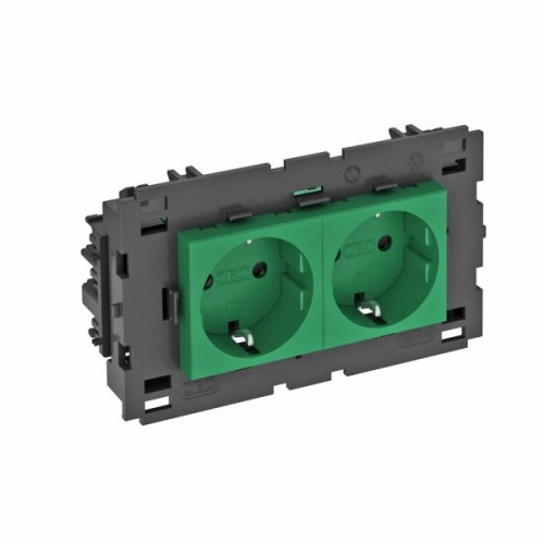 Розетка 2-м 0град. Modul45connect с заземл. 250В 16А зел. OBO 6120436 1246713