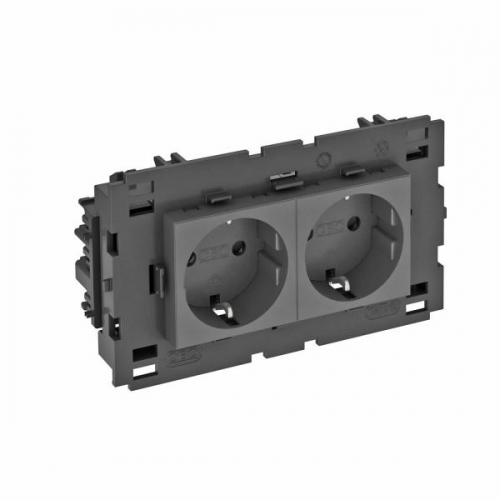Розетка 2-м 0град. Modul45connect с заземл. 250В 16А черн. OBO 6120440 1246716
