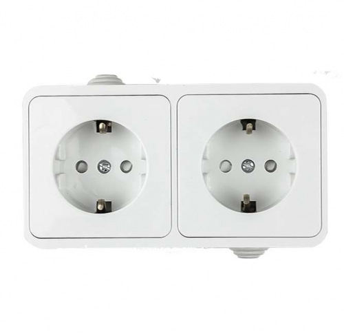 Розетка 2-м AQUA защ. шторки с заземл. п / герм 3123 бел. ASD / IN HOME 4690612003467 464647
