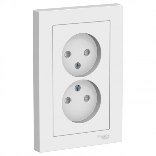 Розетка 2-м ATLAS DESIGN без заземл. защ. шторки 16А в сборе бел. SchE ATN000122 1240134