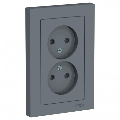 Розетка 2-м ATLAS DESIGN без заземл. защ. шторки16А в сборе грифель SchE ATN000722 1240402