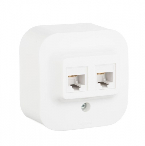 Розетка 2-м информационная ОП Quteo RJ45 + RJ45 CAT.5E UTP бел. Leg 782228 255256