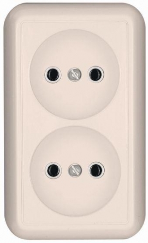 Розетка 2-м ОП Прима 10А IP20 без заземл. сл. кость SchE RA10-403-S 22406
