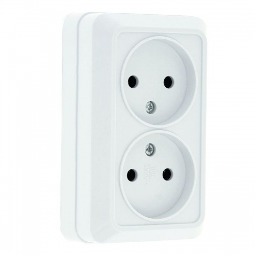 Розетка 2-м Рим 10А без заземл. керам. бел. PROxima EKF ENR10-102-10C 1251777