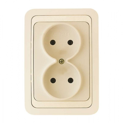 Розетка 2-м СП Mimoza 16А IP20 без заземл. крем/крем. Makel 25017 26444
