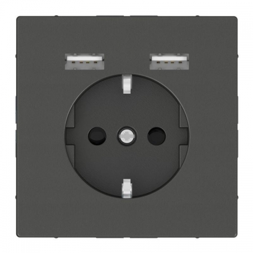 Розетка MERTEN SDL Schuko с 2 USB c зарядным устройством 2.4А антрацит SchE MTN2366-6034 1240916