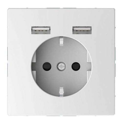 Розетка MERTEN SDL Schuko с 2 USB c зарядным устройством 2.4А бел. лотос SchE MTN2366-6035 1240917