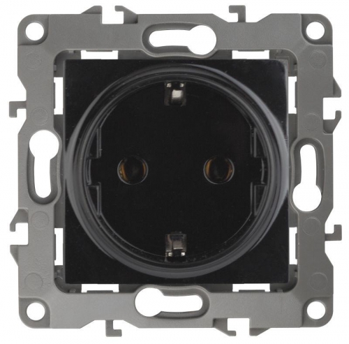 Розетка Schuko 16АХ-250В 2P+E 12-2101-06 черн. ЭРА Б0014680 1193561