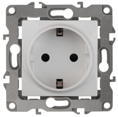 Розетка Schuko 16АХ-250В 2P+E защ. шторки 12-2102-01 бел. ЭРА Б0014687 1193566