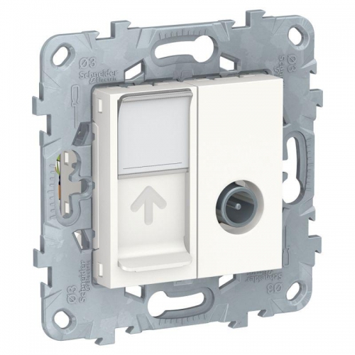 Розетка TV UNICA NEW одиночная + комп. RJ45 кат.6 UTP бел. SchE NU547018 1240033