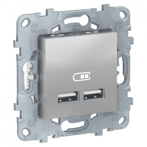 Розетка USB 2-м UNICA NEW 5В/2100мА алюм. SchE NU541830 1239982