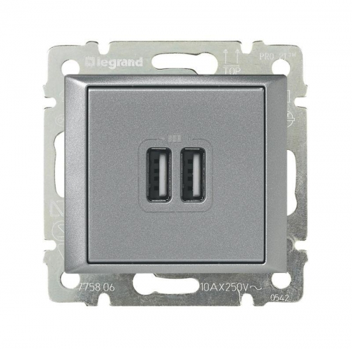 Розетка USB 2-м СП Valena алюм. Leg 770270 299326