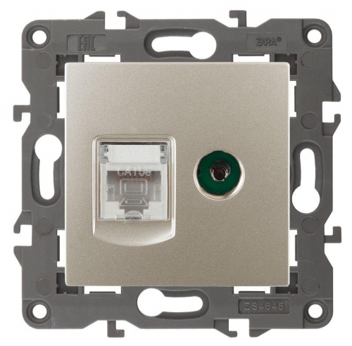 Розетка информационная RJ45+TV 14-3110-04 Elegance шампань ЭРА Б0034317 1231982