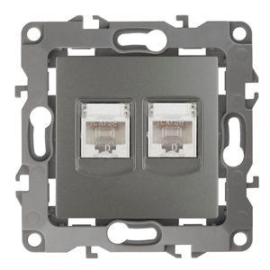 Розетка информационная двойная RJ45 + RJ45 12-3108-12 графит ЭРА Б0019354 1193652