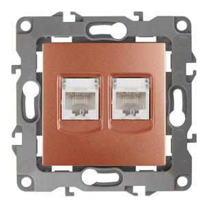 Розетка информационная двойная RJ45 + RJ45 12-3108-14 медь ЭРА Б0019356 1193654