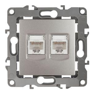 Розетка информационная двойная RJ45 + RJ45 12-3108-15 перламутр ЭРА Б0019357 1193655