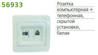 Розетка компьютерная + телеф. СП Classic POWERMAN 1151436 56933