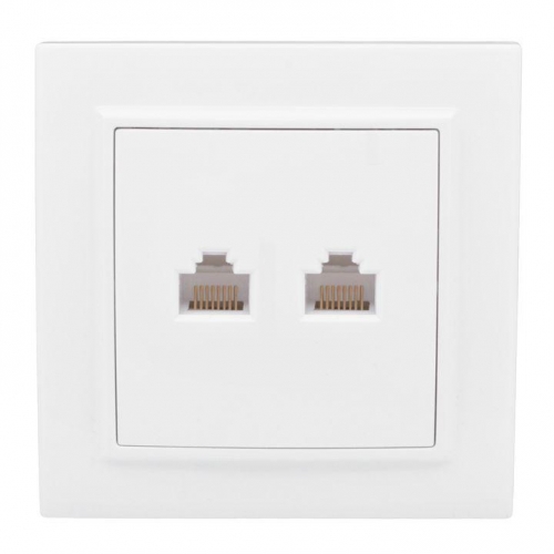 Розетка компьютерная + телеф. СП Минск RJ45+Phone бел. Basic EKF ERK00-135-10 453857