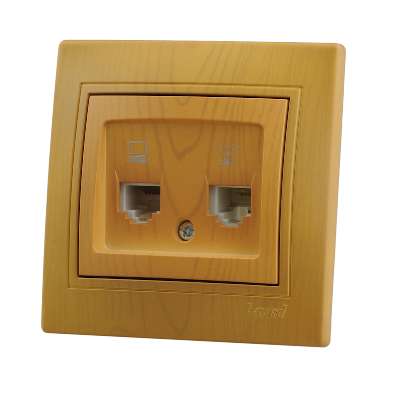 Розетка компьютерная + телеф. СП Мира RJ11 + RJ45 ольха Lezard 701-0701-143 200060
