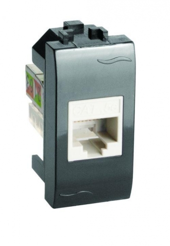 Розетка компьютерная 1-м СП Brava 1мод. RJ45 5E черн. ДКС 77654N 130170