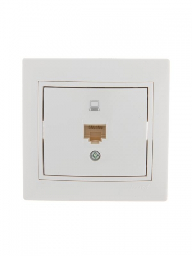 Розетка компьютерная 1-м СП Мира RJ45 бел./бел. Lezard 701-0202-139 193150