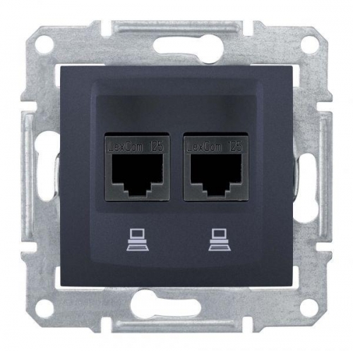 Розетка компьютерная 2-м СП Sedna RJ45 CAT.6 графит SchE SDN4800170 1126712