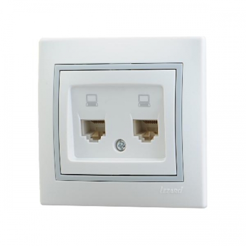 Розетка компьютерная 2-м СП Мира RJ45 бел./сер. Lezard 701-0215-141 221932