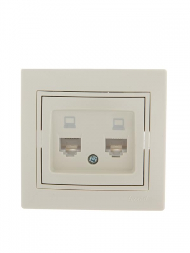 Розетка компьютерная 2-м СП Мира RJ45 крем/крем Lezard 701-0303-141 210702