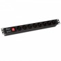 Блок розеток SHE19-8SH-S-IEC 19дюйм 250В 1U 10А 8 розеток Schuko с выкл. алюм. корпус разъем IEC 60320 C14 Hyperline 255002 409146