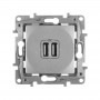 Механизм розетки USB Etika 2мод. 240В/5В 2400мА алюм. Leg 672494 437659