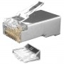Разъем PLUG-8P8C-UV-C6-SH-100 RJ45(8P8C) под витую пару кат. 6 (50/50 микродюйм)экранир. универс.(для ож и мж кабеля) со вставкой (уп.100 шт) Hyperline 49383 357449
